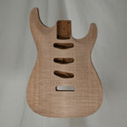 2PC Mahogany/Flame Maple Dinky Carved Top Strat Guitar Body