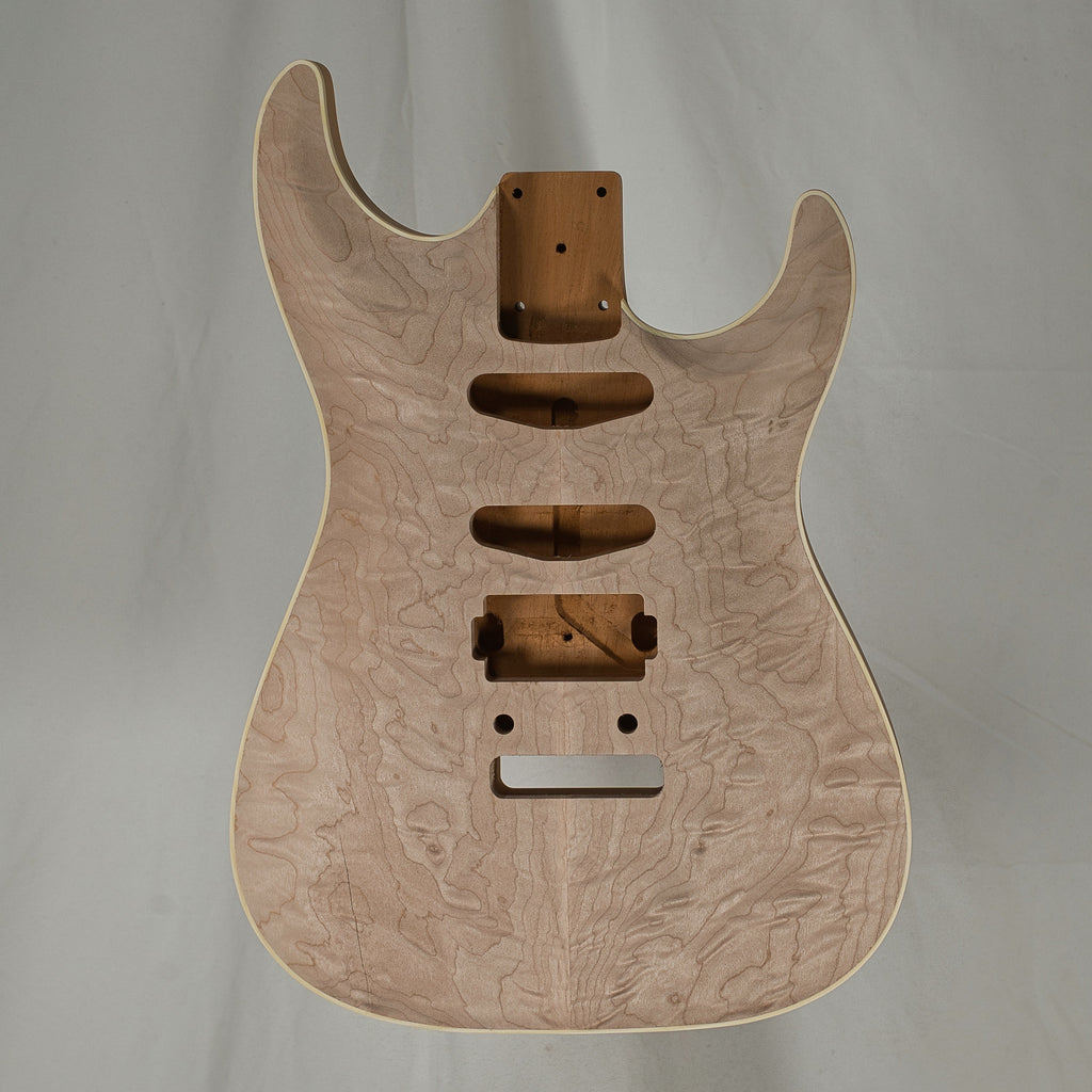 2PC Mahogany/Quilted Maple Dinky Carved Top Strat Guitar Body