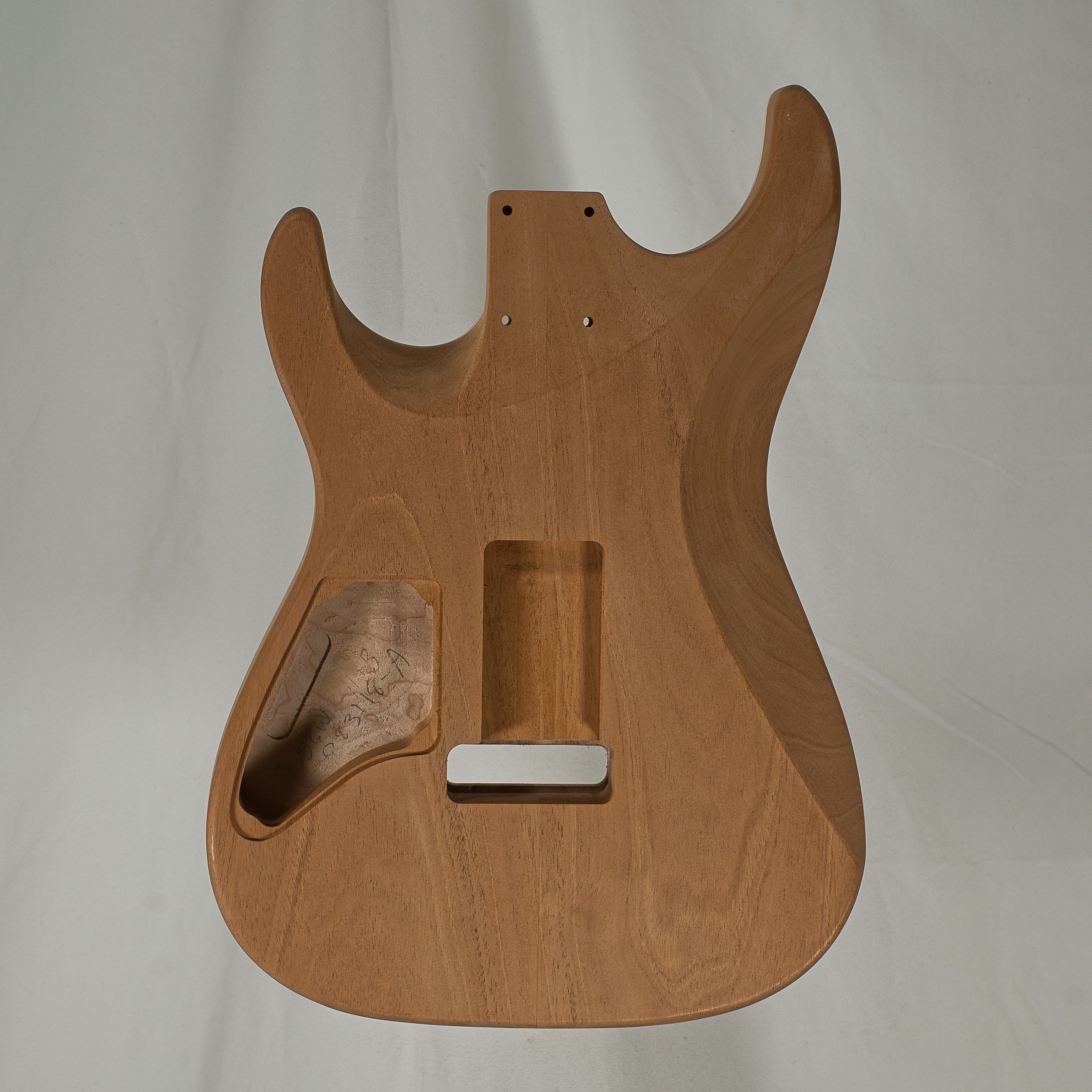 2PC Mahogany/Quilted Maple Dinky Carved Top Strat Guitar Body