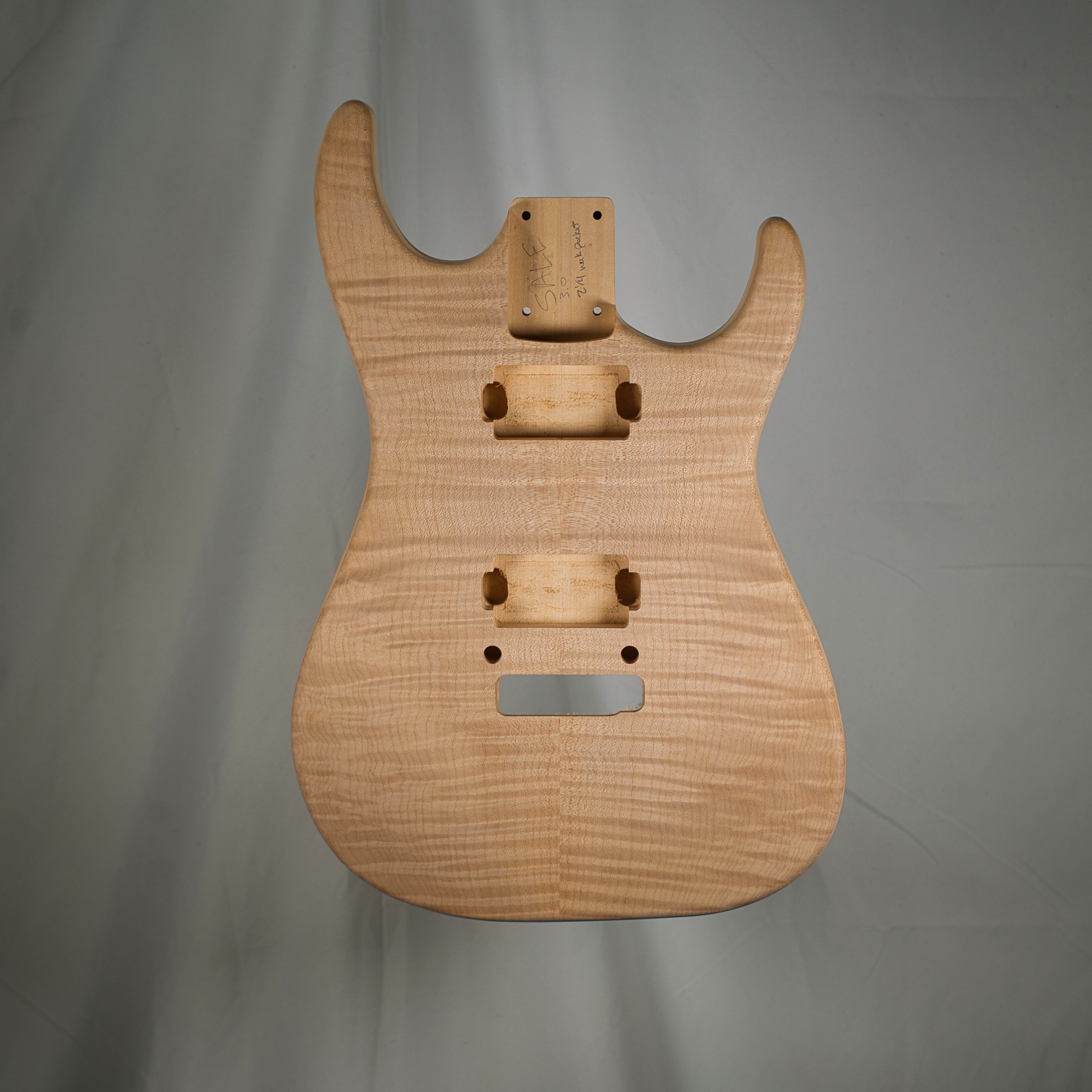 Alder/Flame Maple Dinky Strat Guitar Body 2-1/4" Neck Pocket Dimensions