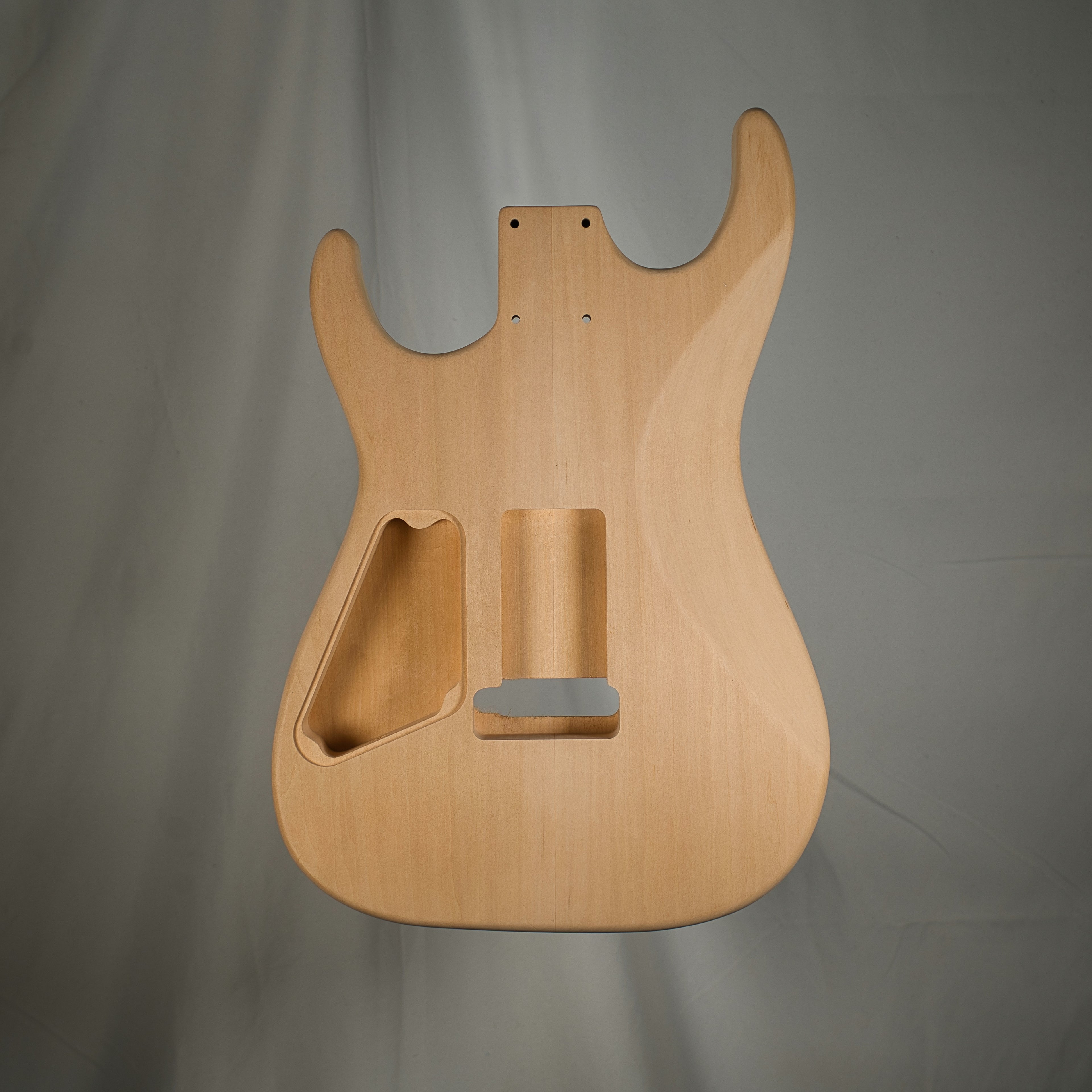 Alder/Flame Maple Dinky Strat Guitar Body 2-1/4" Neck Pocket Dimensions