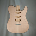 1PC Swamp Ash/Flame Maple Tortoise Bound Tele Guitar Body