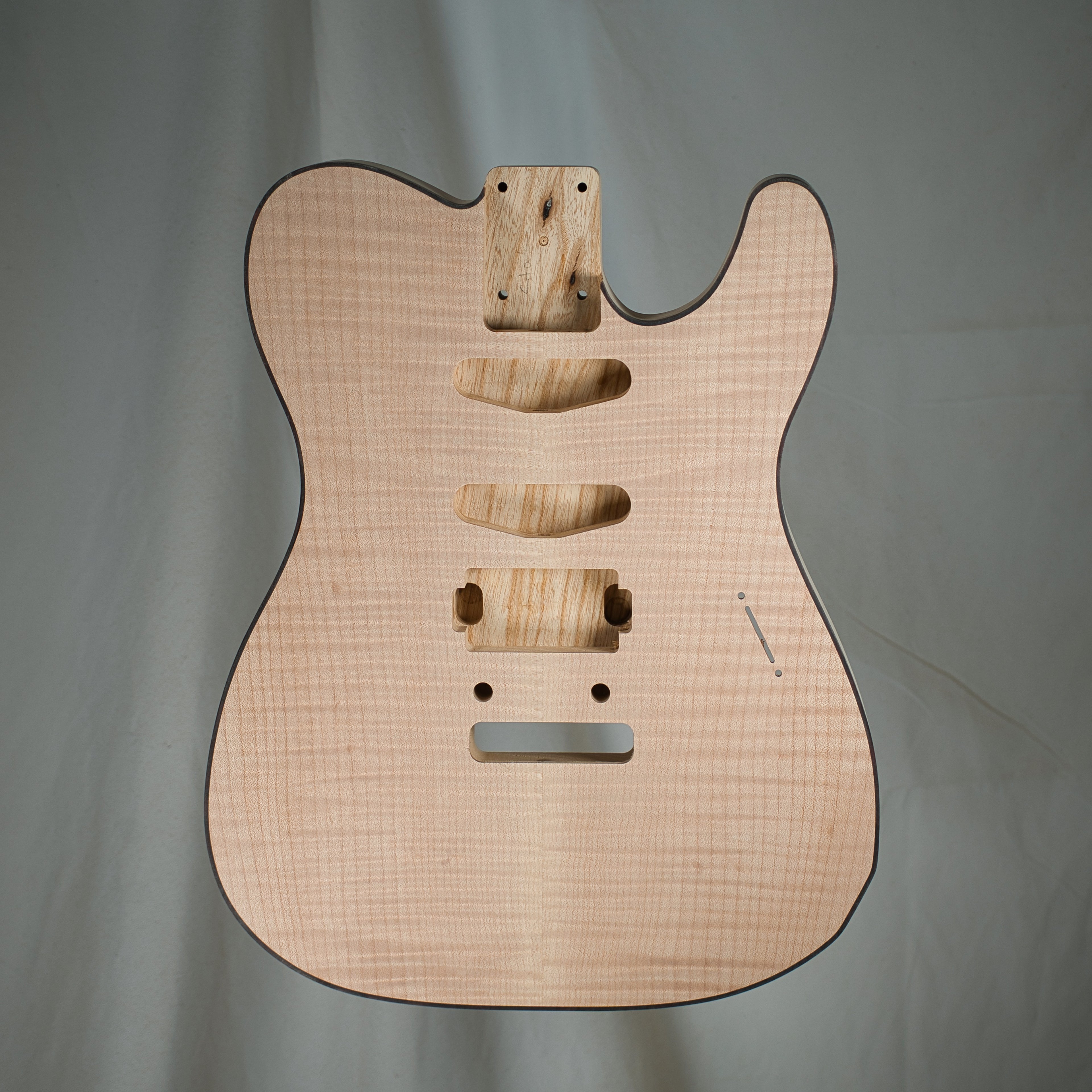 1PC Swamp Ash/Flame Maple Tortoise Bound Tele Guitar Body